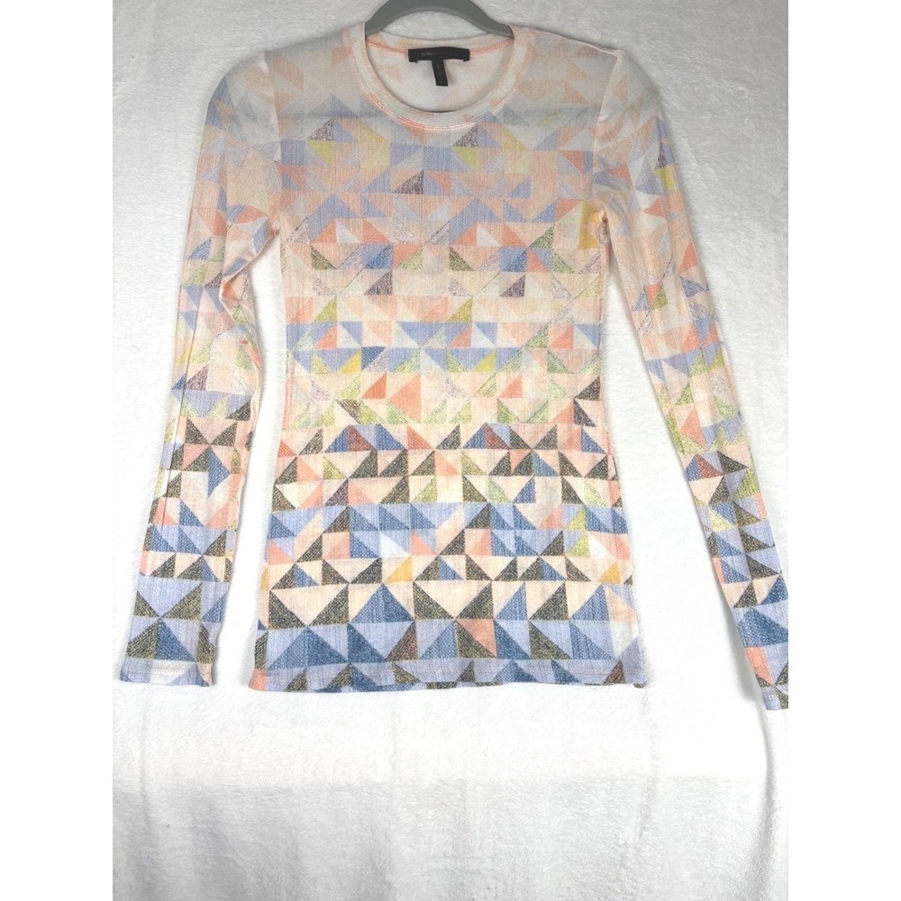 Y2K BCBGMAXAZRIA Geometric Print Sheer Top Size Small Indie Sleaze Grunge - Picture 2 of 5